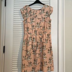 Limited Collection (M&S) dress with beautiful bird pattern and frill detail.